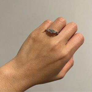 NEW Diamonique Sterling Silver 3stones Wedding Band Ring